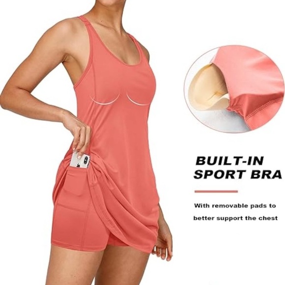 Women's Pink Tennis Dress with padded bra and shorts with 2 side Pockets. - Picture 1 of 7